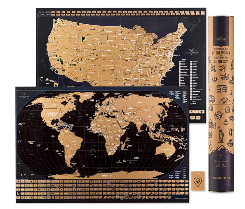 Large 24x17 Quality Laminated Poster Paper scratch world USA map national park maps wall decoration