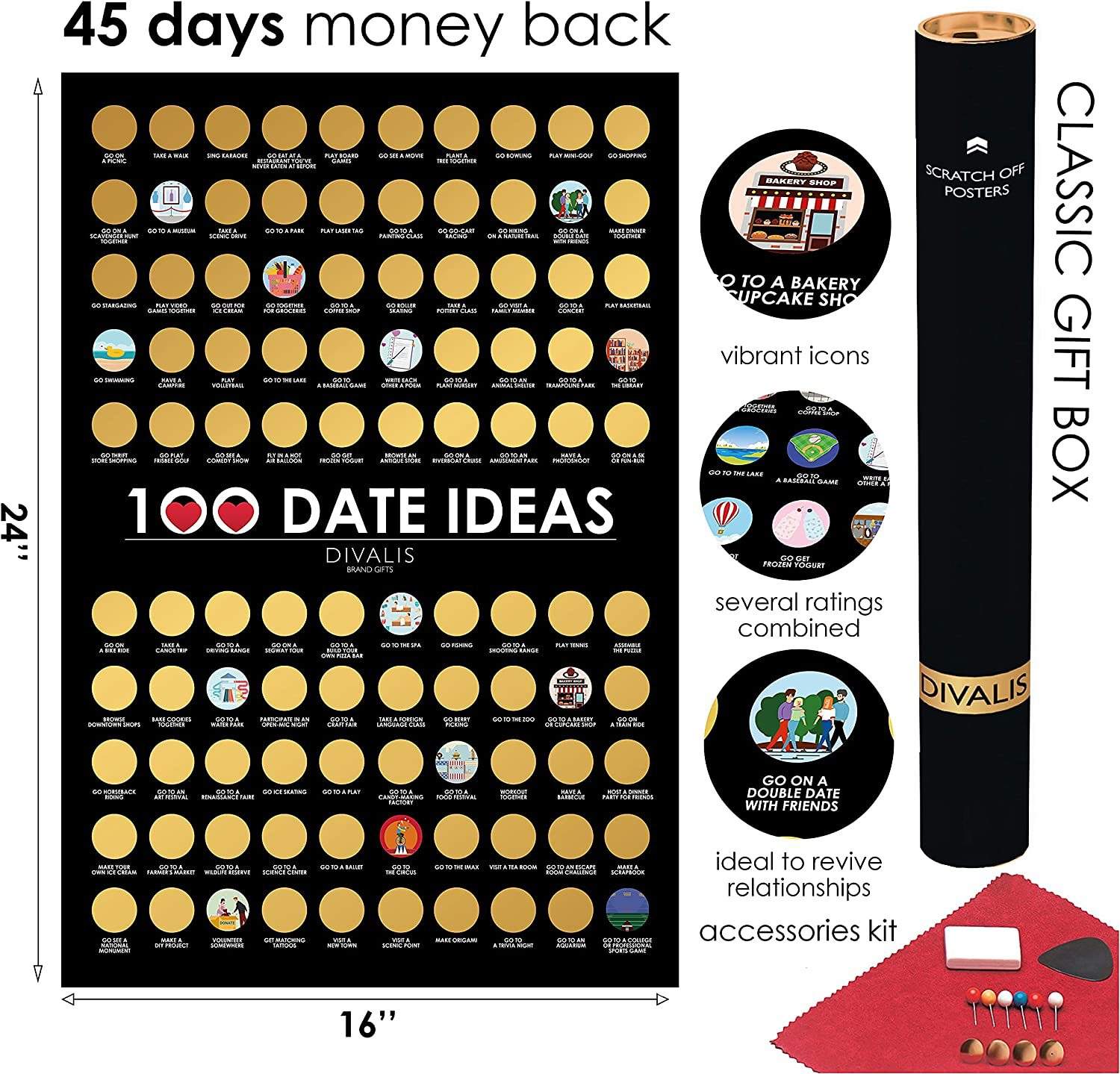 Personalized 100 Date Scratch off Bucket List Scratch off Poster Things to Do