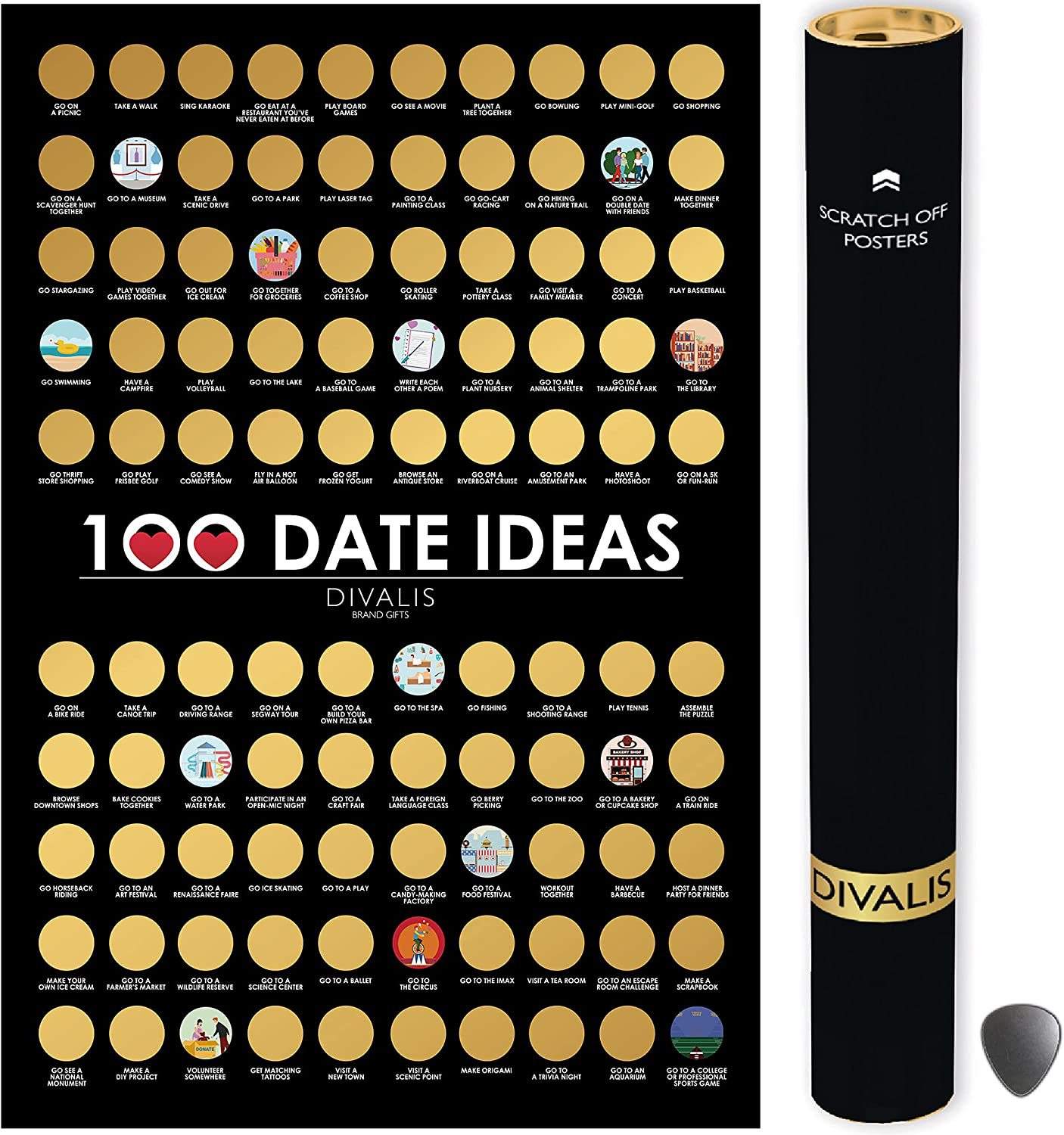 Personalized 100 Date Scratch off Bucket List Scratch off Poster Things to Do