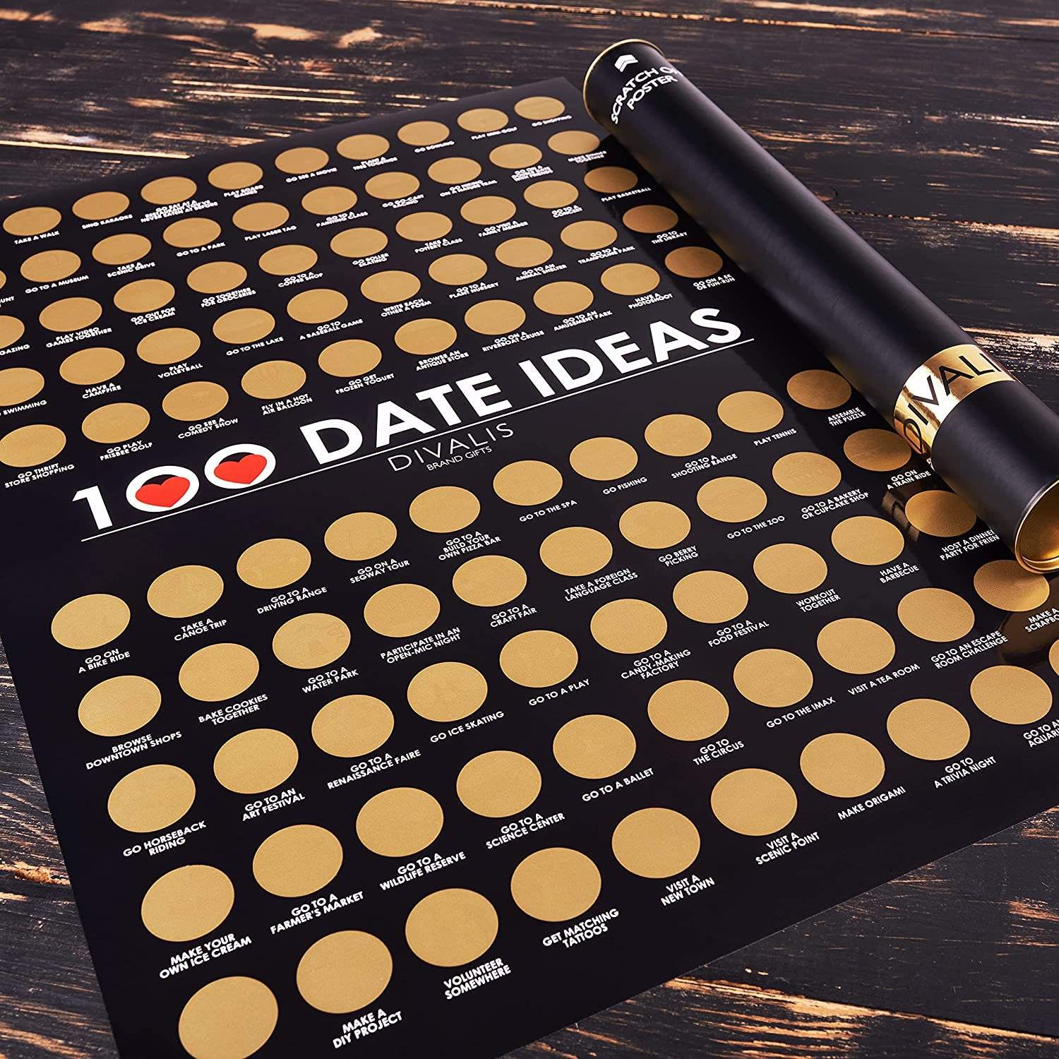 Personalized 100 Date Scratch off Bucket List Scratch off Poster Things to Do