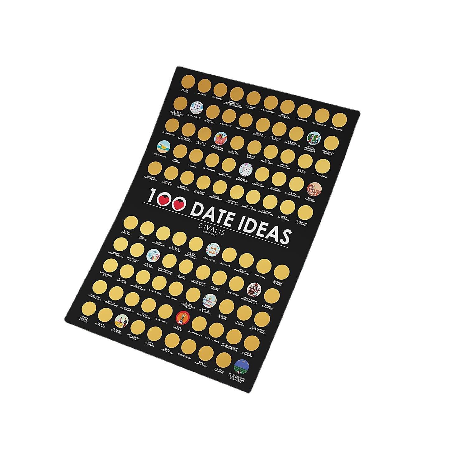 Personalized 100 Date Scratch off Bucket List Scratch off Poster Things to Do