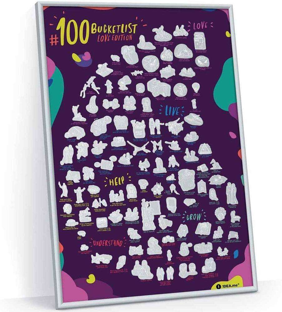 Customized Scratch Off Poster 100 Bucket List Love Edition Wall Poster