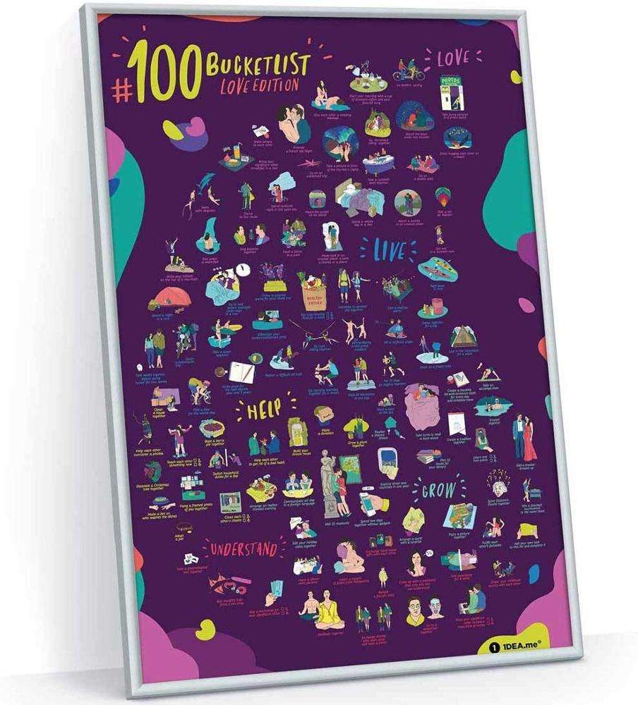 Customized Scratch Off Poster 100 Bucket List Love Edition Wall Poster