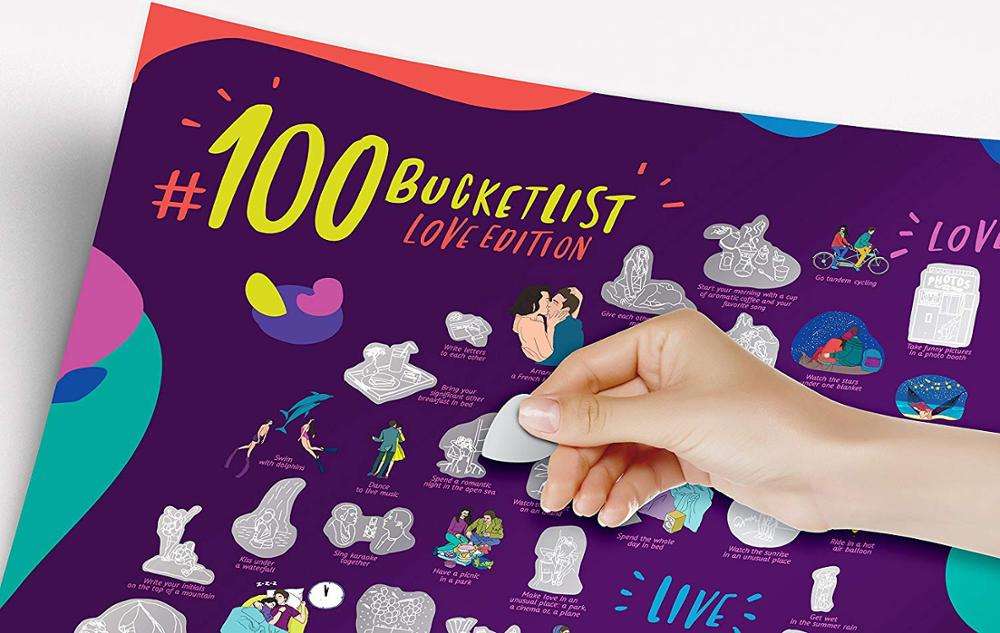 Customized Scratch Off Poster 100 Bucket List Love Edition Wall Poster