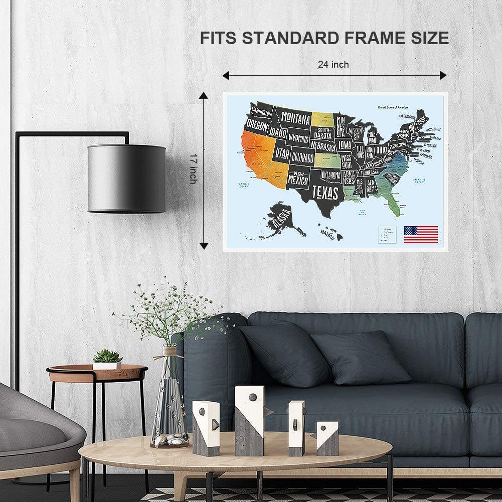 OEM Design Black scratch foil map poster Scratch Off Travel Map High Quality USA scracth off map