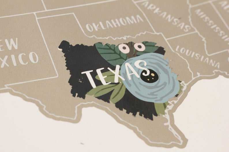 silver inique Scratch off United States Of America Floral Map as travel gift