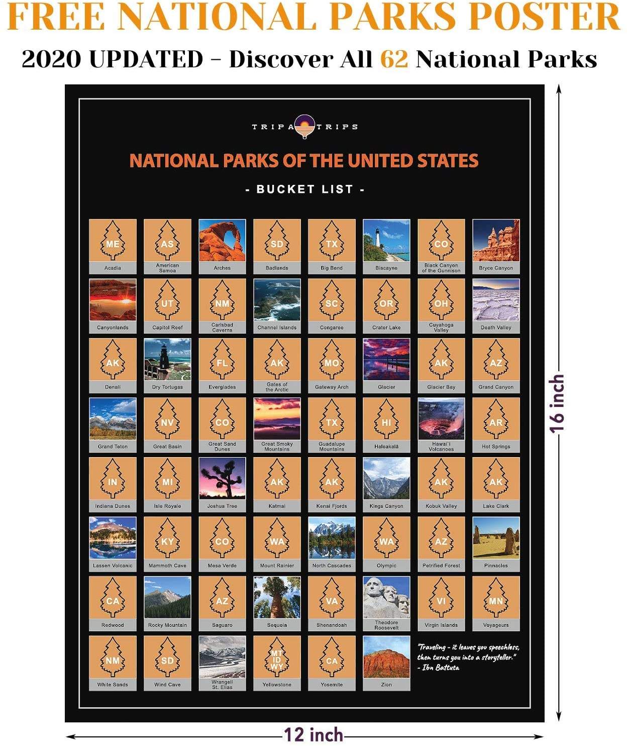 2020 New Design Adventure Travel Scratch USA Map with American National Park Poster scratching off map