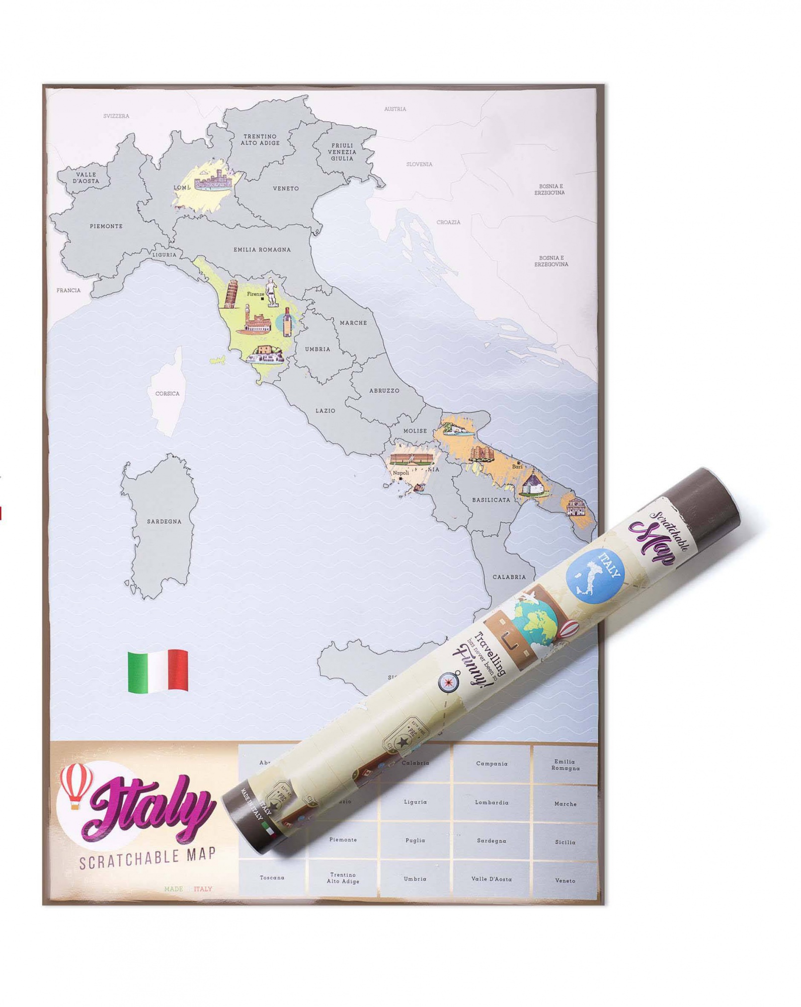 Scratch off Map Italy Map of Italy to scratch map poster of ltaly