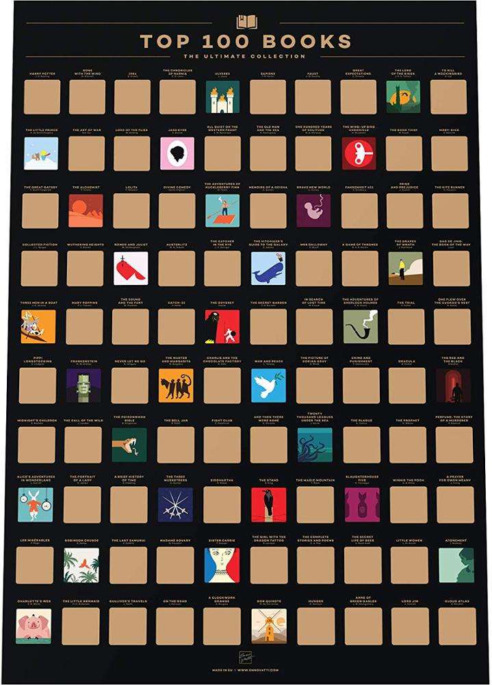 TOP 100 Books Bucket List Scratch poster custom design scratch off poster for reading lovers