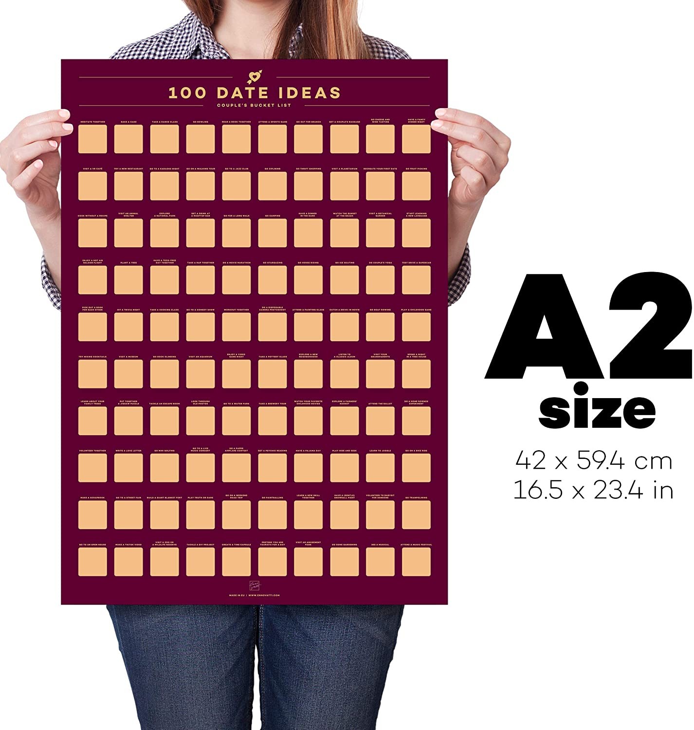 2021 High quality customize 100 Dates Scratch Off Poster lover Bucket List Valentine's Day Idea