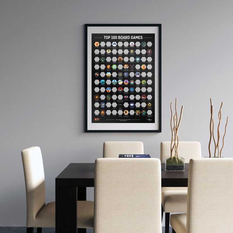 Top 100 Board Games Scratch Poster Wall Decoration