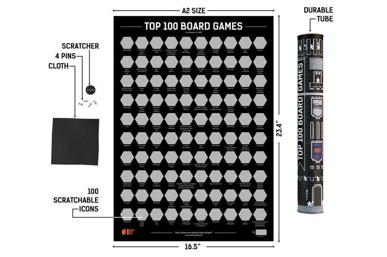 Top 100 Board Games Scratch Poster Wall Decoration
