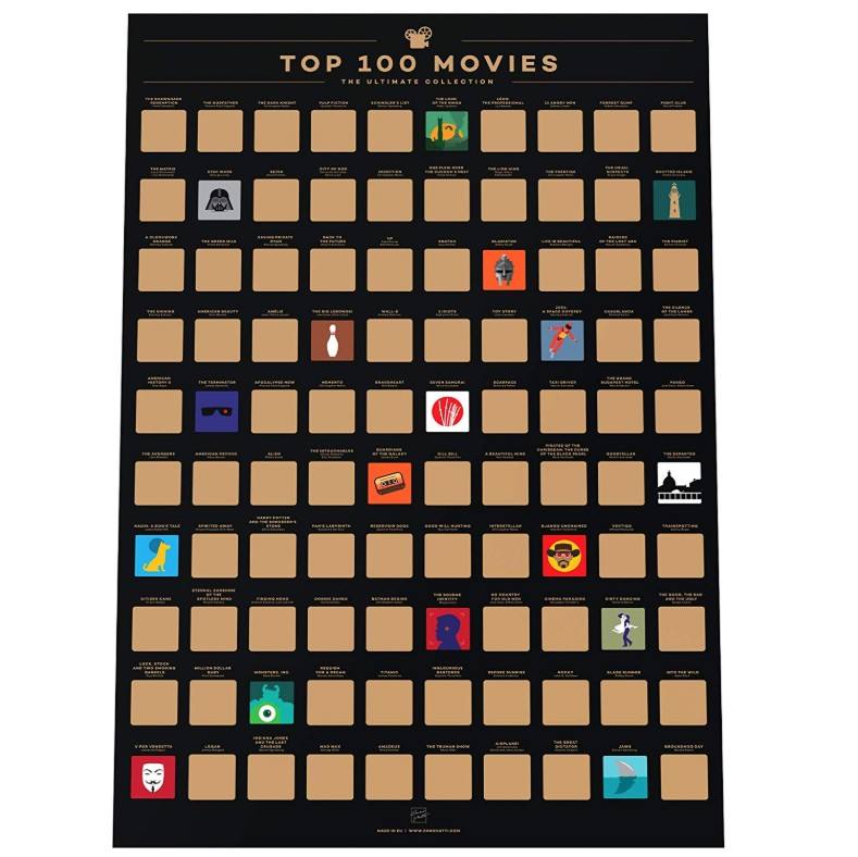 custom scratch off bucket list poster 100 Movies Scratch Off Poster