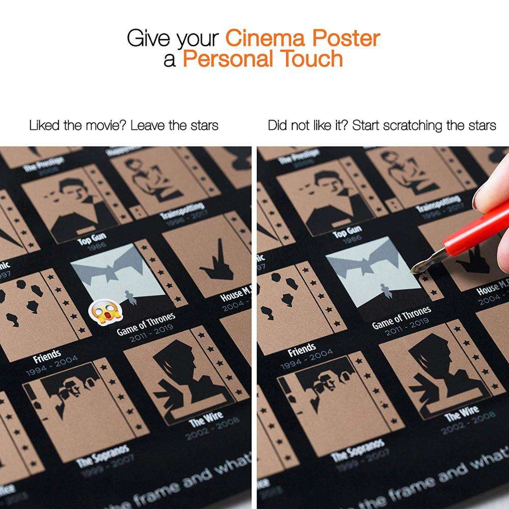 Scratch Off Movie Poster with 100 Films & 20 TV Shows