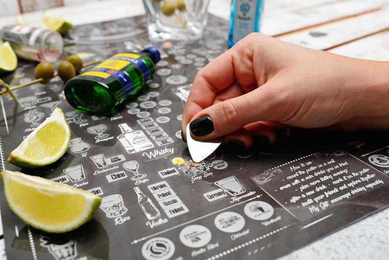 Scratch Poster with More Than 100 Drinks and Cocktails Alco ,kitchen poster
