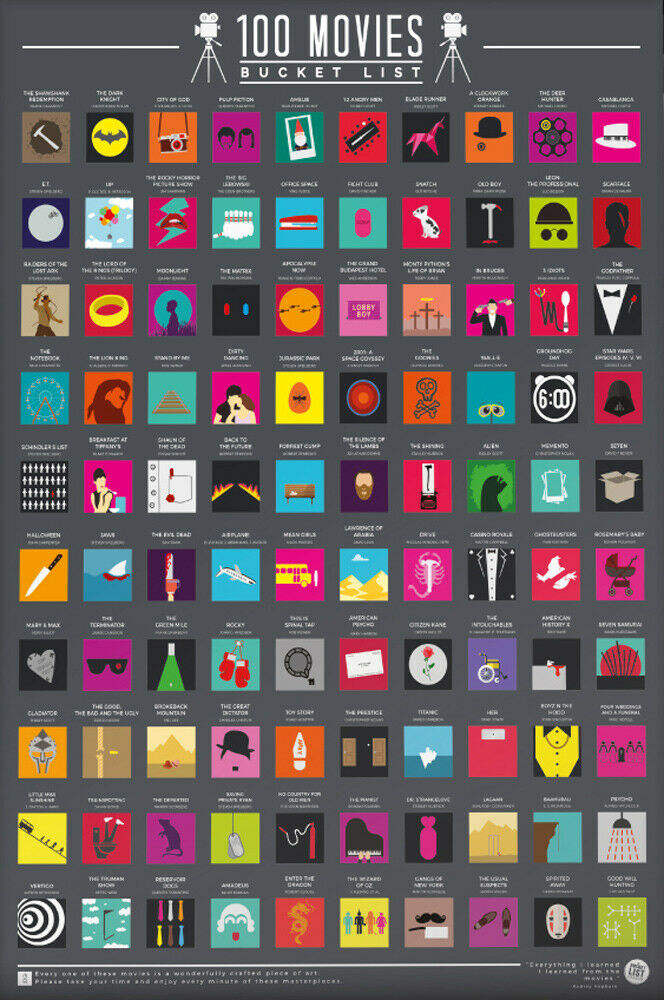 Free Customized Design Service Scratch off Poster 100 Movies Bucket List - Scratch off Poster