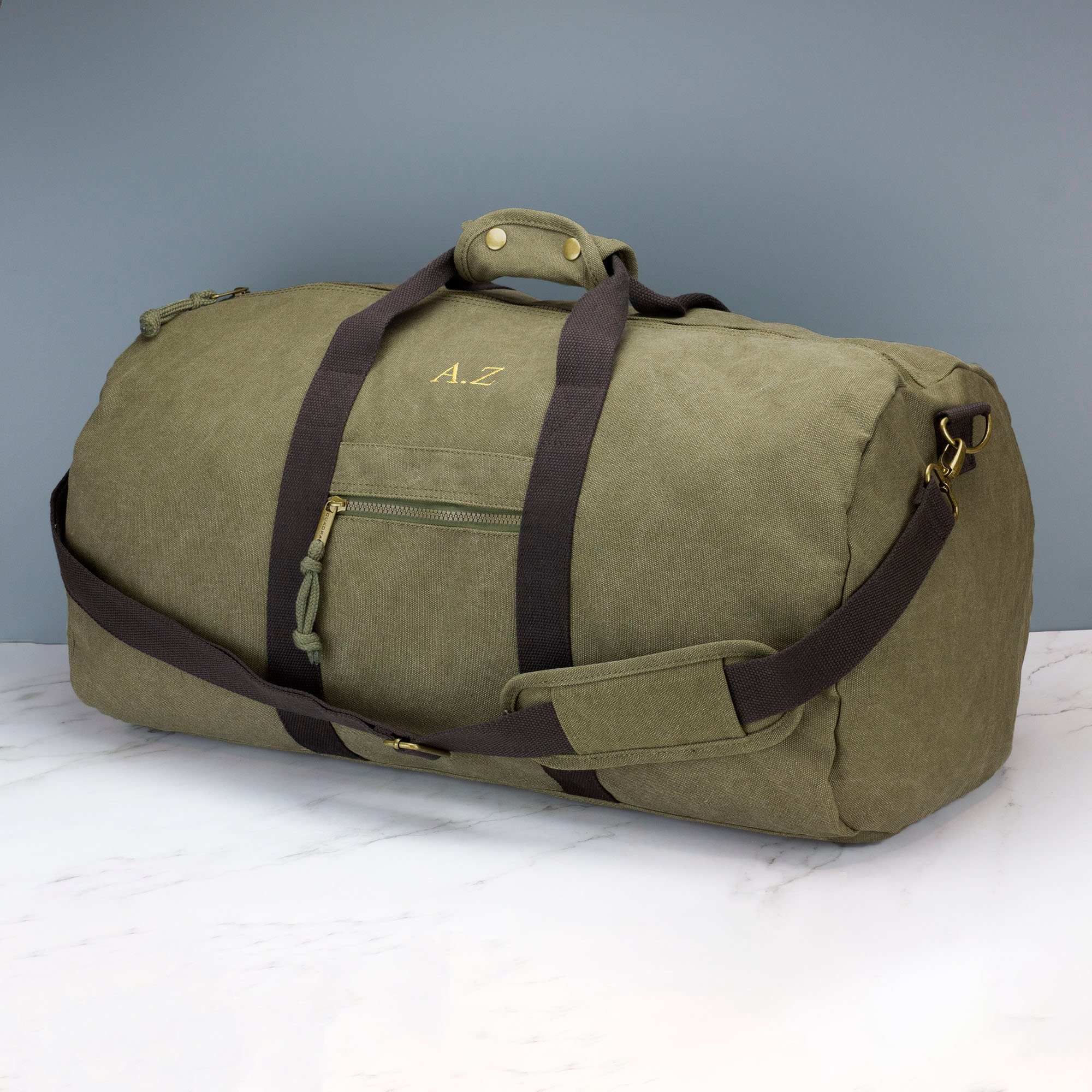 2022 High Quality Personalised Mens Vintage Canvas Holdall Travel Bag Embroidered