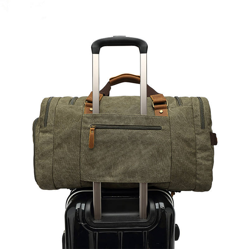 Canvas Duffel Bag Travel Weekend Overnight Bag with Shoes Compartment for Men