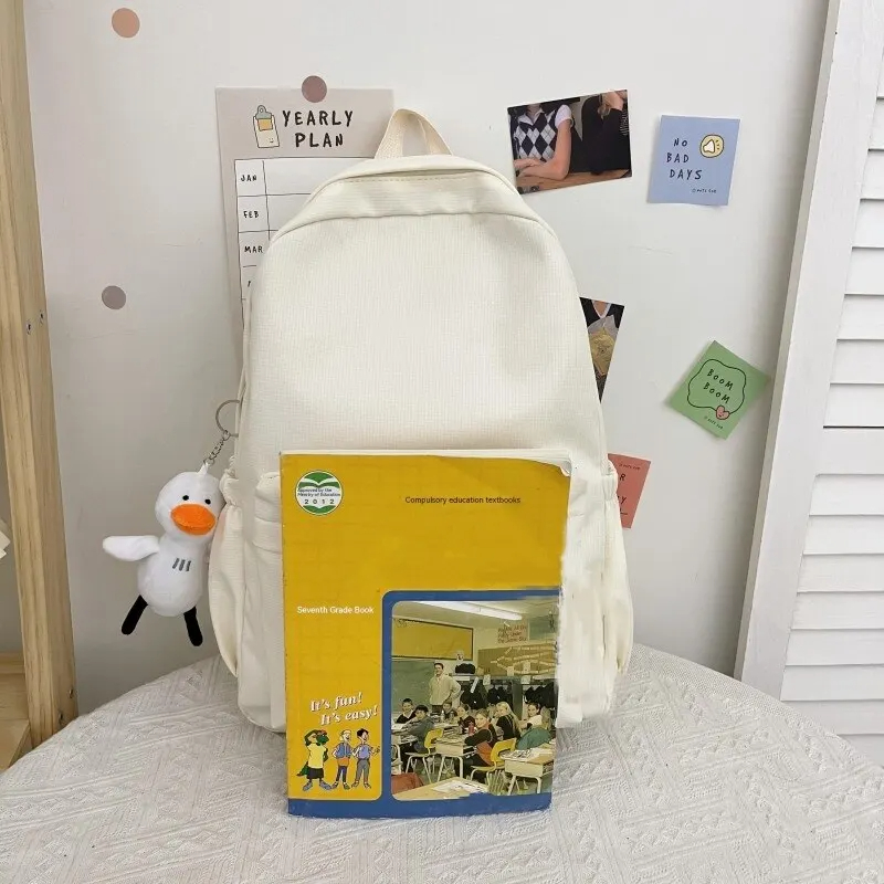 Backpack Soft Sister Solid Color Large Capacity Student Schoolbag 2022 School Season New College Students Ins Backpack