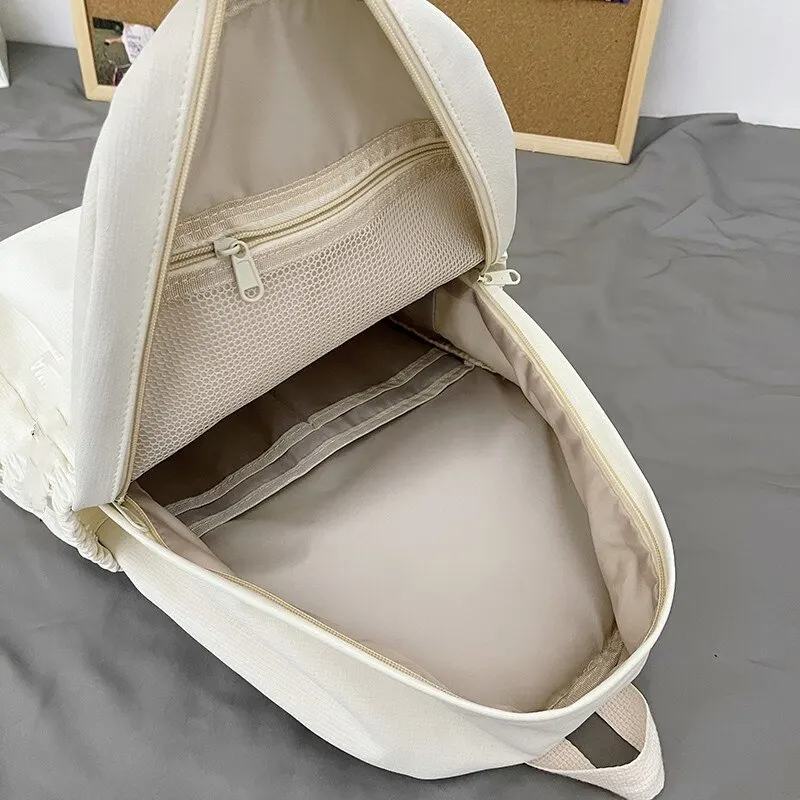 Backpack Soft Sister Solid Color Large Capacity Student Schoolbag 2022 School Season New College Students Ins Backpack