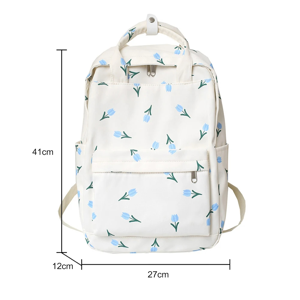 Korean Student School Backpack Floral White School Bags For Teenage Girls Cute Women's backpack brand Book Bag Nylon Rucksack