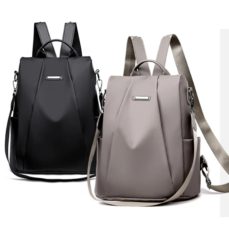New Women's Multifunction Backpack Casual Nylon Solid Color School Bag For Girls Fashion Detachable Strap Travel Shoulder Bag