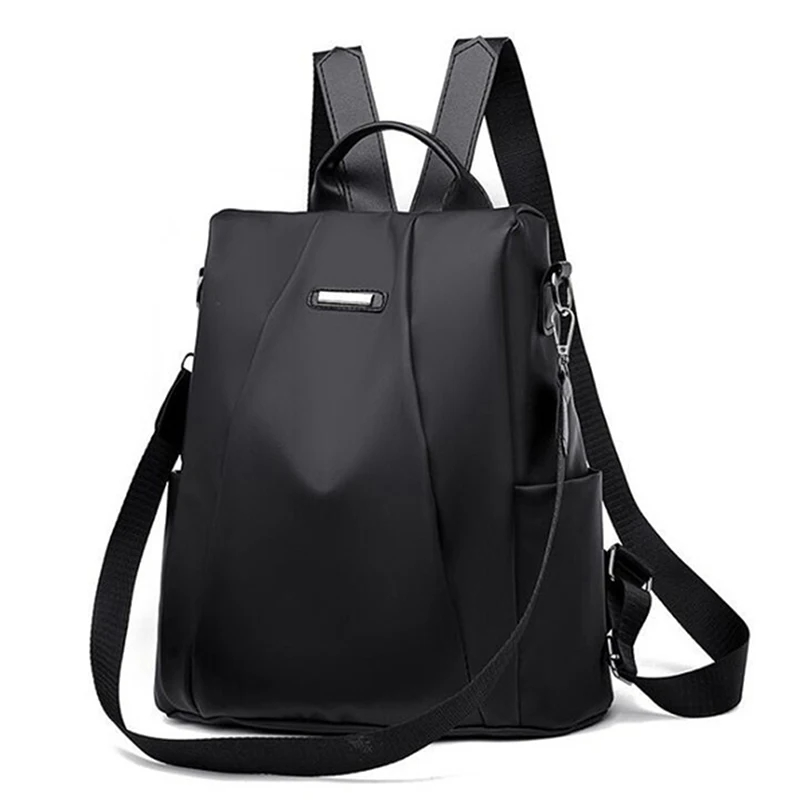 New Women's Multifunction Backpack Casual Nylon Solid Color School Bag For Girls Fashion Detachable Strap Travel Shoulder Bag