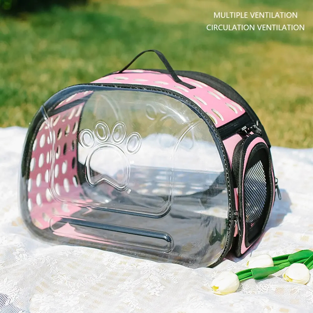 Cat Dog Carrier Portable Shoulder Bag Transportation Travel Breathable Pet Handbag Basket Backpack Tote Transparent Cage