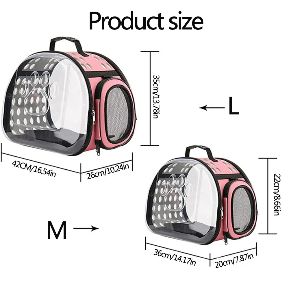 Cat Dog Carrier Portable Shoulder Bag Transportation Travel Breathable Pet Handbag Basket Backpack Tote Transparent Cage