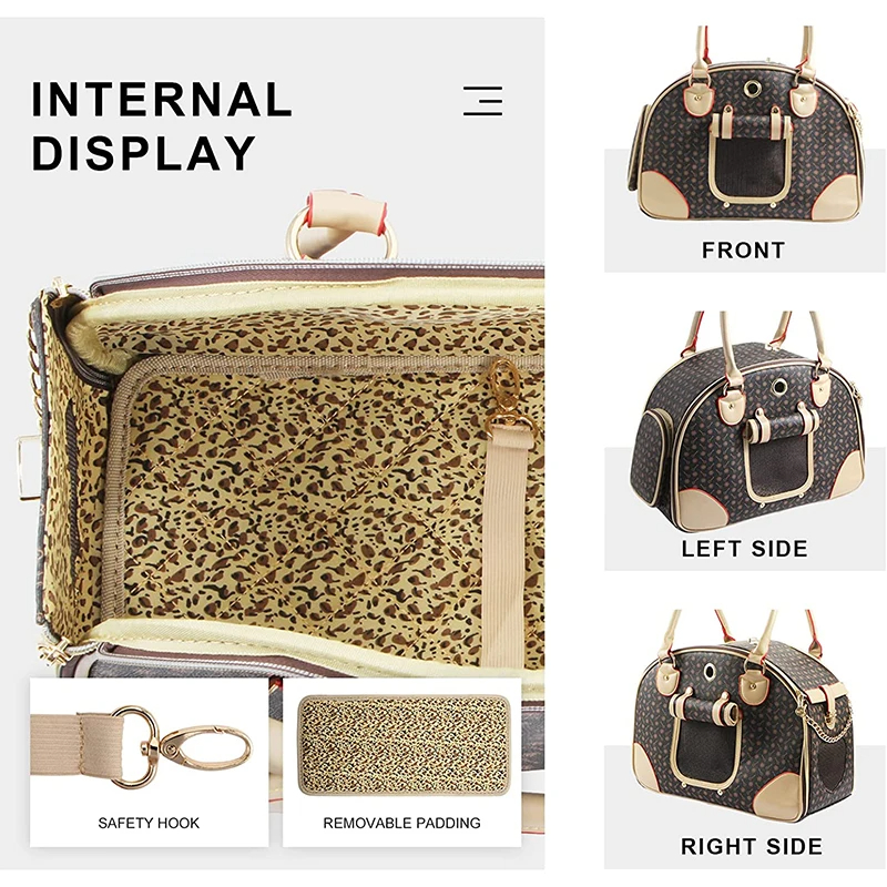Hiking Fashion Tote Travel Cat Dog Bag Carrier Bag Leather Puppy Cat Dog Outdoors Purse Handbag Carrier Pet Bag Dog Cat