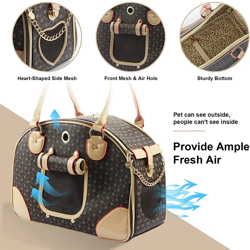 Hiking Fashion Tote Travel Cat Dog Bag Carrier Bag Leather Puppy Cat Dog Outdoors Purse Handbag Carrier Pet Bag Dog Cat