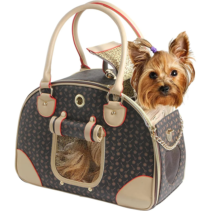 Hiking Fashion Tote Travel Cat Dog Bag Carrier Bag Leather Puppy Cat Dog Outdoors Purse Handbag Carrier Pet Bag Dog Cat