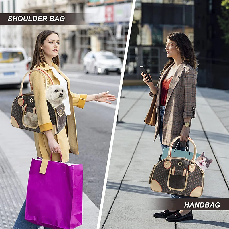 Hiking Fashion Tote Travel Cat Dog Bag Carrier Bag Leather Puppy Cat Dog Outdoors Purse Handbag Carrier Pet Bag Dog Cat
