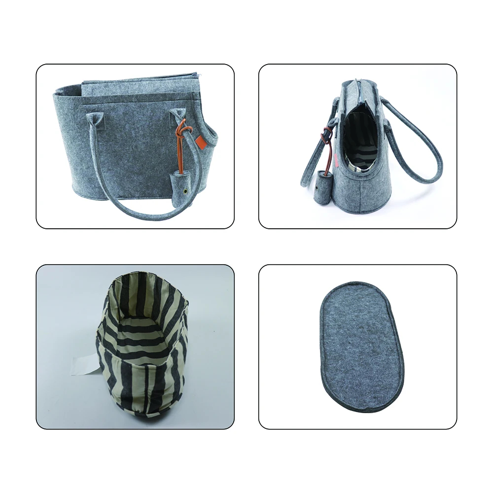Dog Cat Shoulder Bag Portable Pet Carrier Bag with Safety Leashes With Trash Bags Light Weight Warm Pet Handbag with Zipper