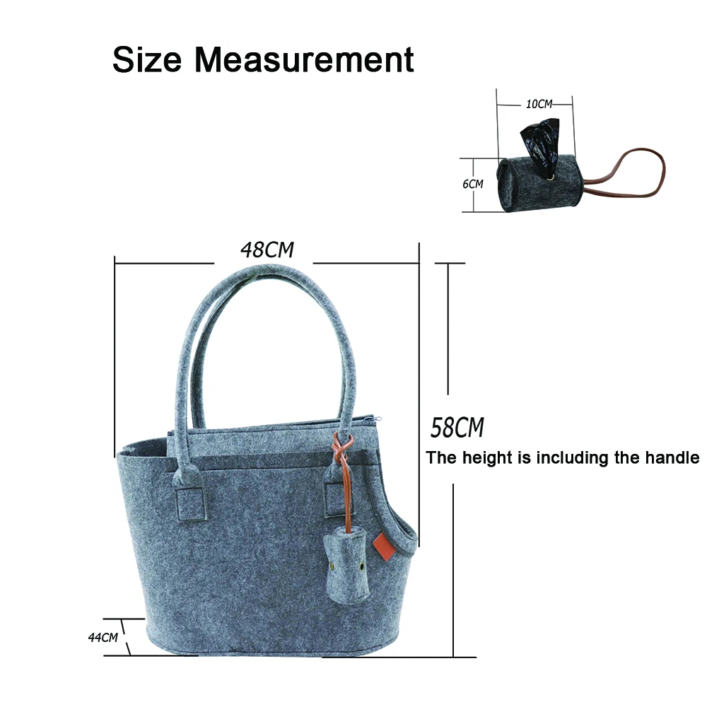 Dog Cat Shoulder Bag Portable Pet Carrier Bag with Safety Leashes With Trash Bags Light Weight Warm Pet Handbag with Zipper