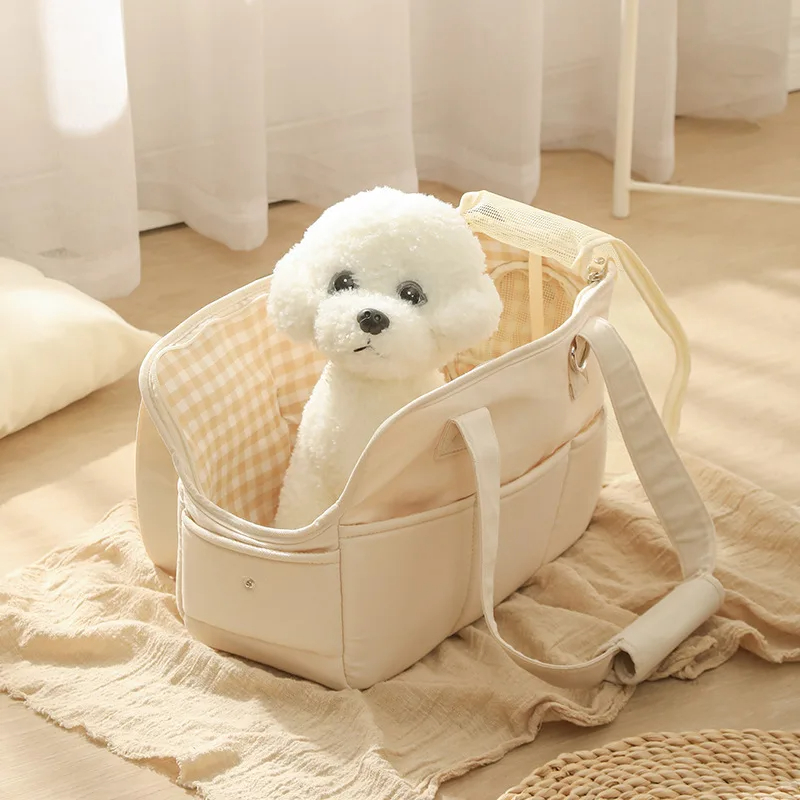 Outgoing Portable Cat Bag Fashion Dog Carriers Bags Korean Style Oblique Cross Pet One Shoulder Backpack Breathable Cat Nest