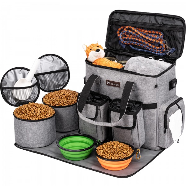 Dog Travel Bag, Weekend Pet Travel Set for Dog and Cat, Airline Approved Tote Organizer with Multi-Function Pockets 