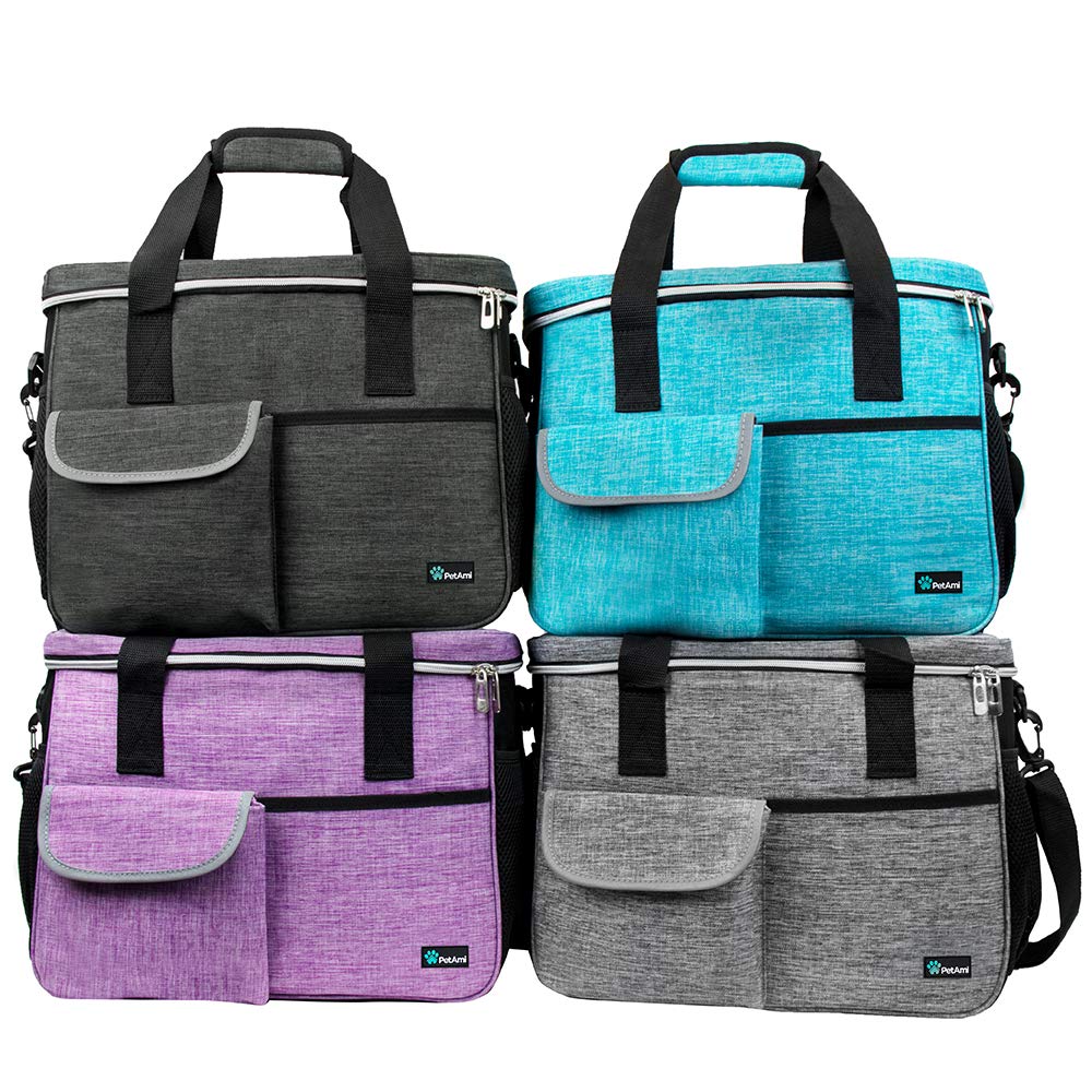 PetAmi Dog Travel Bag, Travel Pet Bag Organizer, Dog Food Travel Bag with Food Container and Bowls, Dog Travel Supplies Gift Accessories for Weekend Camping, Dog Cat Diaper Bag （Purple, Medium）