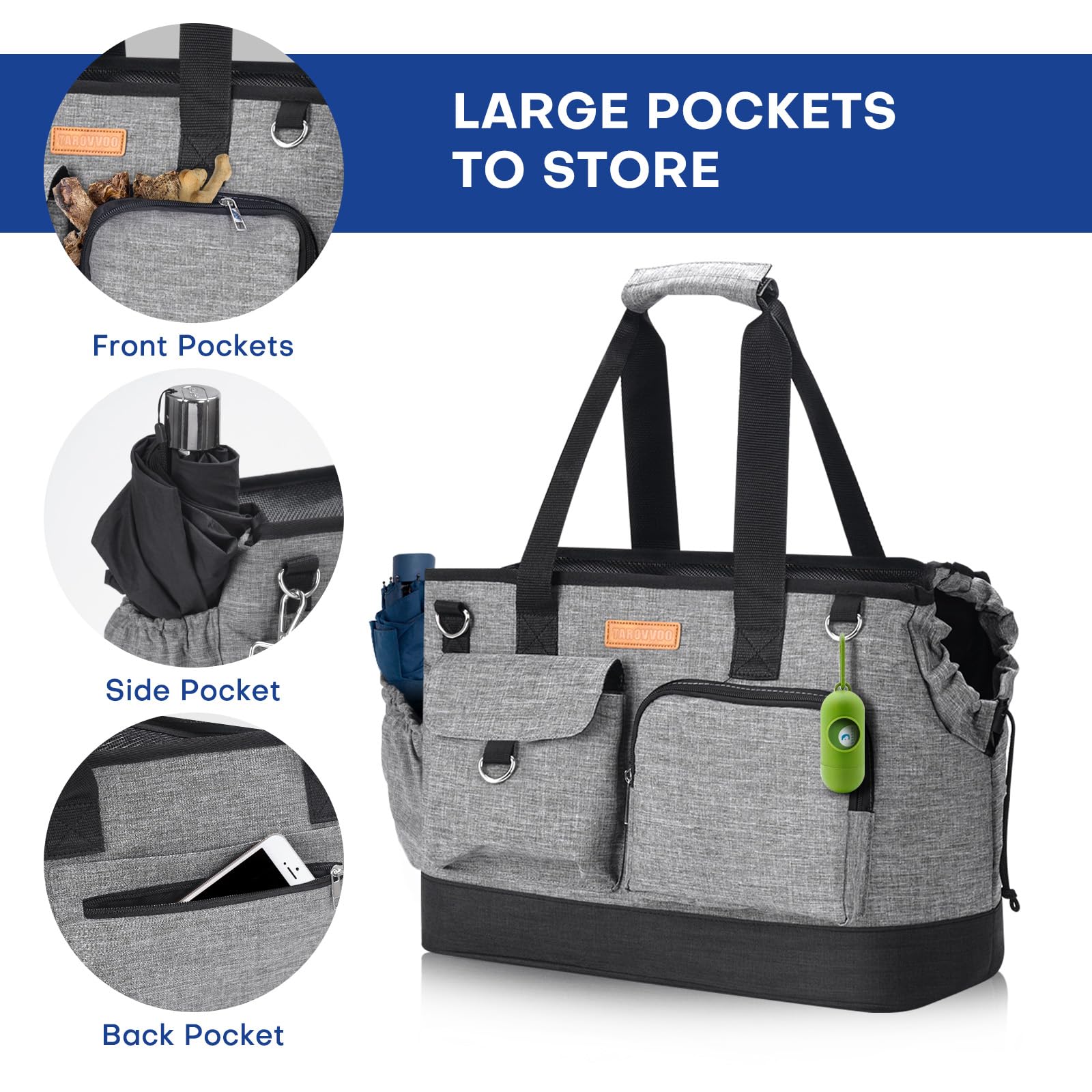 Dog Carrier, Cat Carrier, Dog Purse for Small Dogs, Cats up to 20 LBS, Waterproof Dog Purse Carrier with Big Pockets, Dog Tote Bag for Pets Outdoor Travel Shopping