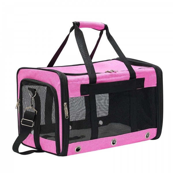Soft Sided Cat/Dog Carrier,Collapsible Pets Travel Carriers for Pet/Puppy with Shoulder Strap & Removable Mat,Mesh Top Load Small Dogs/Cats Carry Bag Up to 17 Lbs TSA Airline Approved
