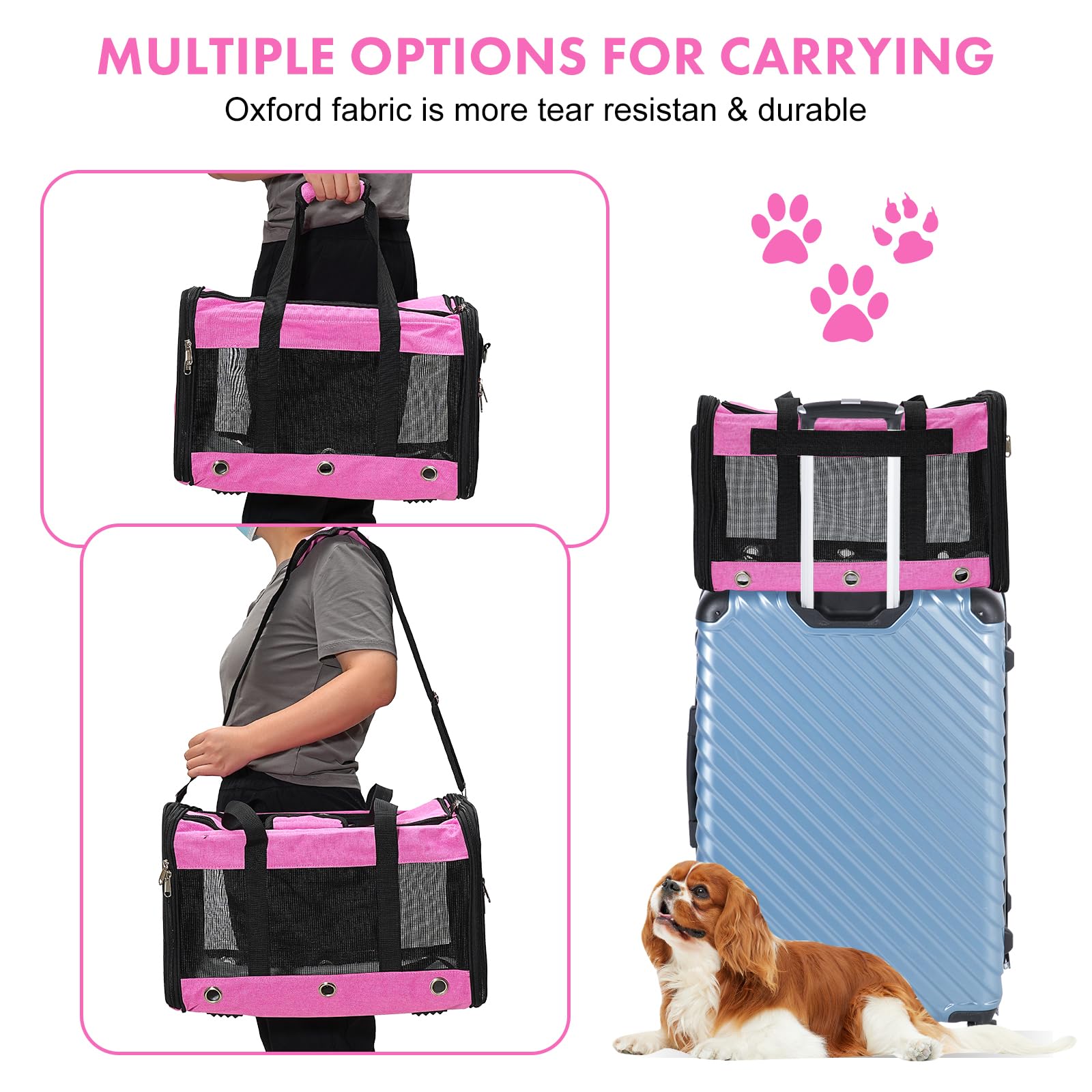 Soft Sided Cat/Dog Carrier,Collapsible Pets Travel Carriers for Pet/Puppy with Shoulder Strap & Removable Mat,Mesh Top Load Small Dogs/Cats Carry Bag Up to 17 Lbs TSA Airline Approved