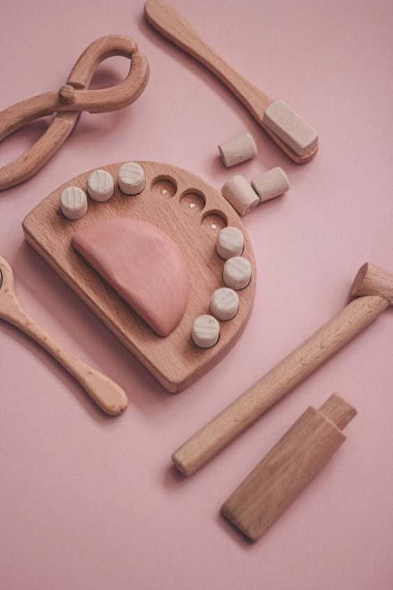 WANHUA wooden pretend play dentist set toys for kids birthday