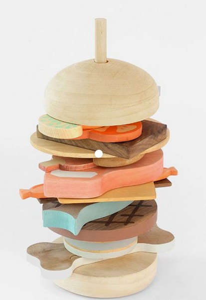 WANHUA creative wooden burger stacking toys for children