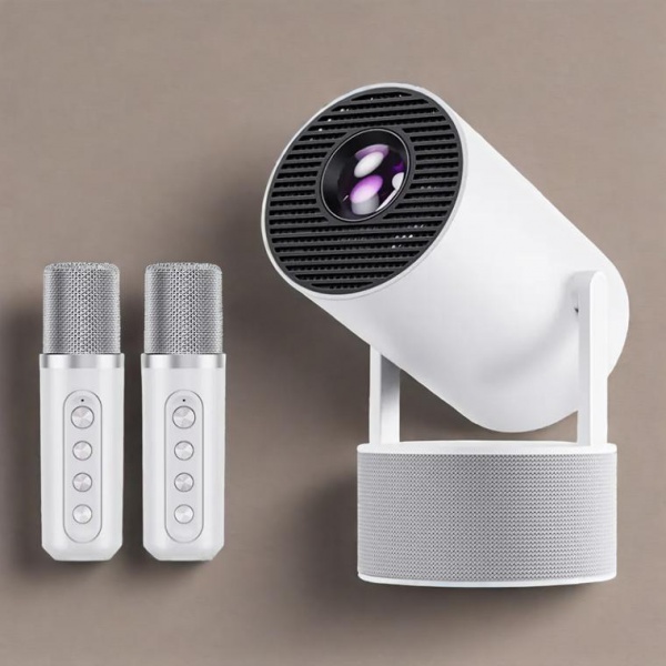 New Home Portable WIFI Projector with Subwoofer Speaker 20W and 2 wiereless microphones HY300Pro KTV Karaoke Speaker Projector