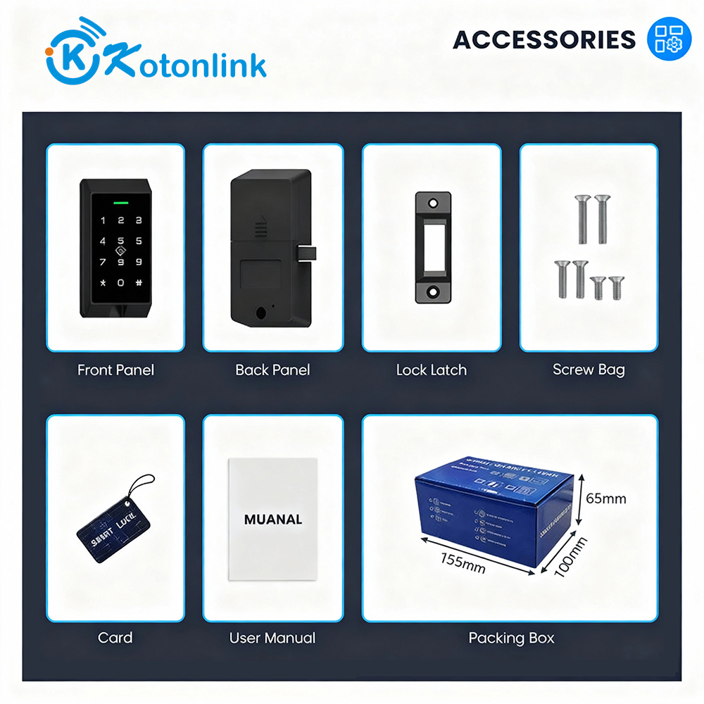 KT-FC73 TUYA/TTLock Smart Cabinet Lock – 4 Ways to Unlock: APP, Password, Card & NFC – IP65 Rated
