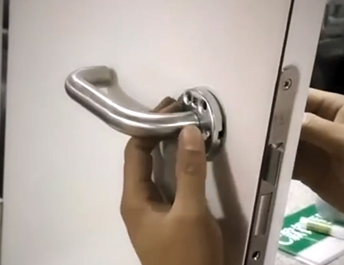 Steel door lock installation