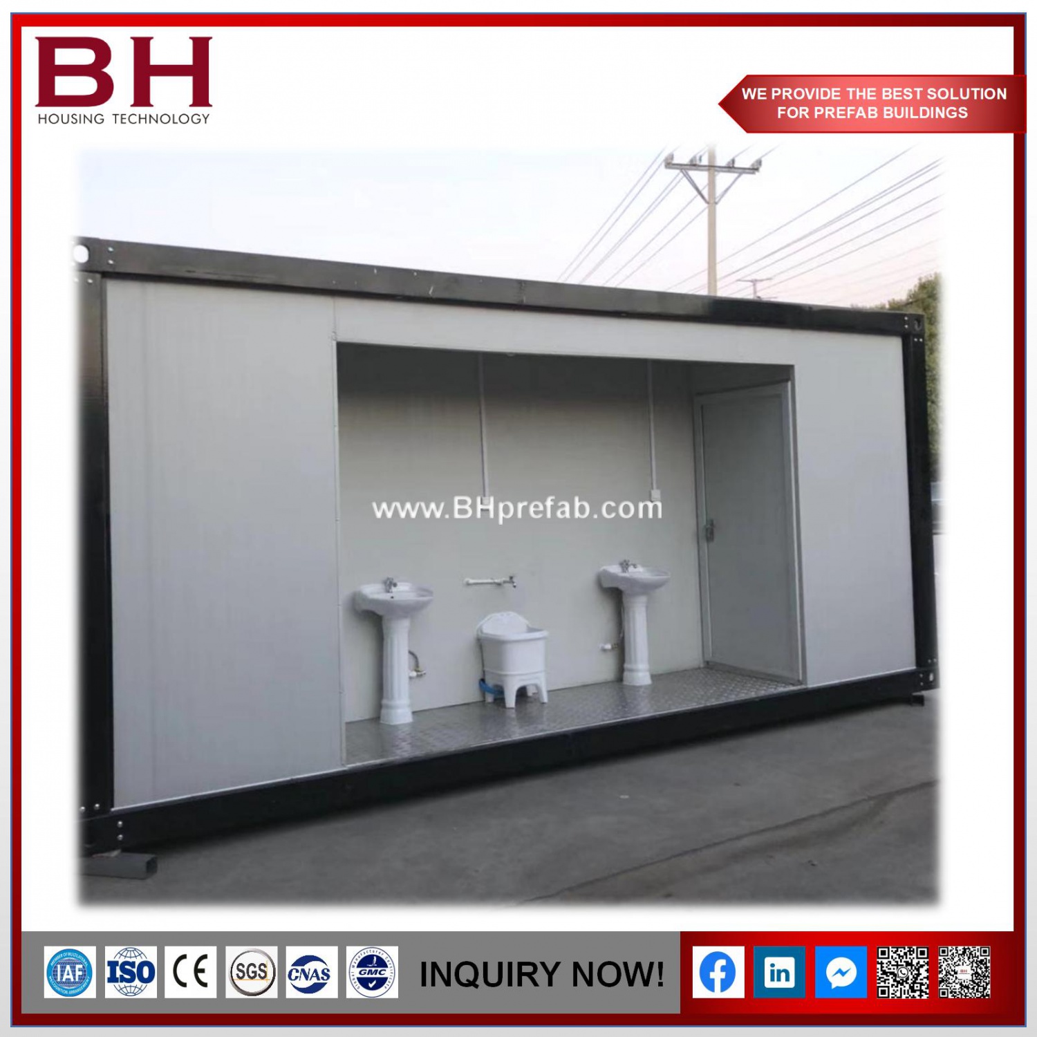 Tiny prefab container house with bathroom accessories set