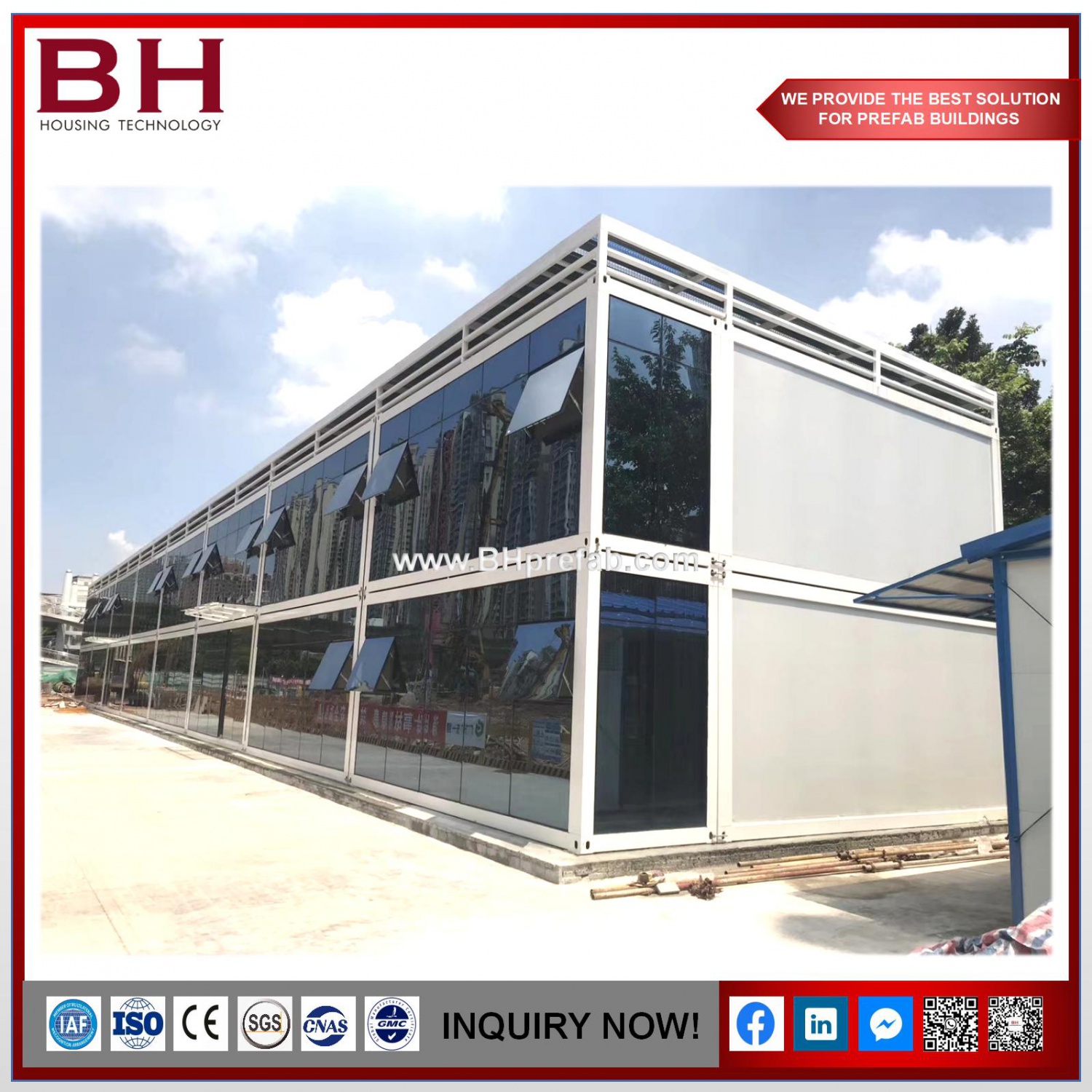 20ft Modular Container House With Glass Wall For Office