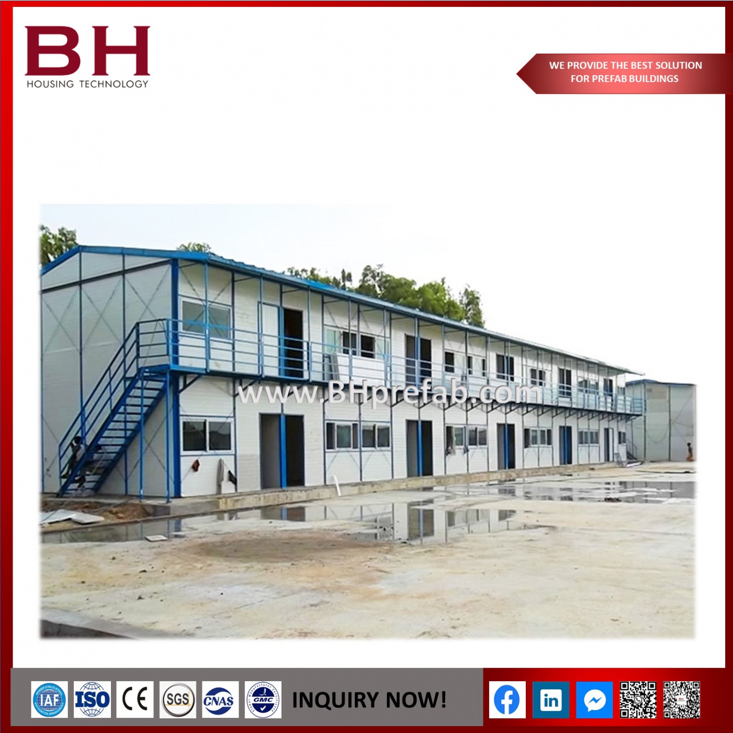 Single or Double Stoery Prefabricated House for Building Worker for Sale