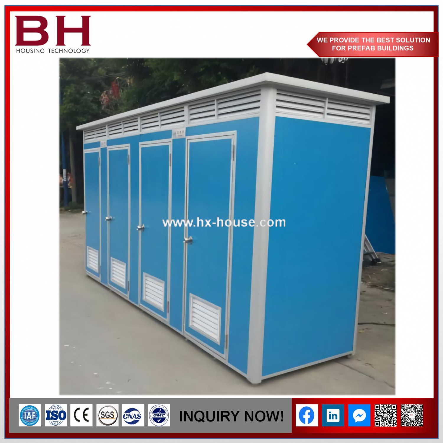 Prefabricated Double Toilet Position Outdoor Portable Mobile Toilet